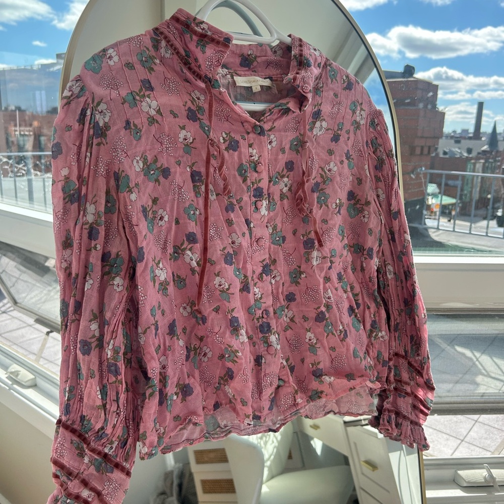LoveShackFancy Pink Floral Top